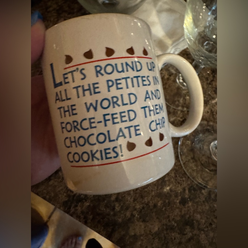 Hallmark vintage coffee mug “round up the petites & force feed them” funny sarca
